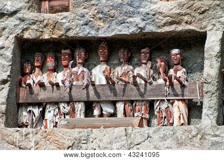 Tau Tau Statues In Lemo, Indonesia