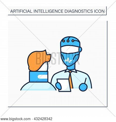 Robot Color Icon. Digital Doctor Help Patients. Treatment. Ai In Medicine. Ai Diagnostic Concept. Is