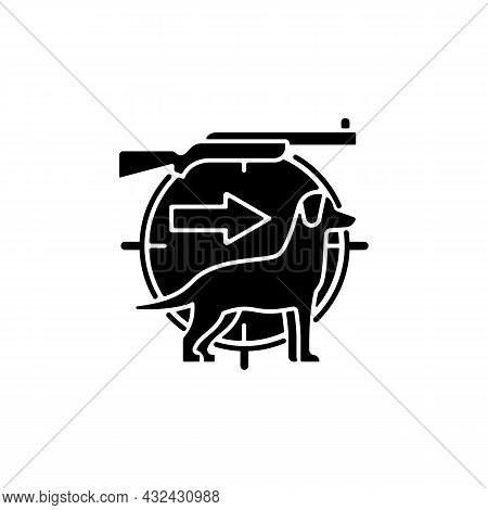 Dog Handler Black Glyph Icon. Hunting With Canine. Trained Hunting Dog. Hunt Companion. Breeds For C