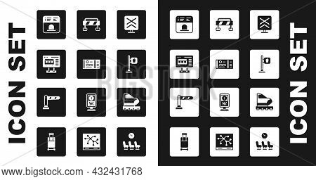 Set Railroad Crossing, Train Ticket, Ticket Office To Buy Tickets, Cafe And Restaurant Location, Roa