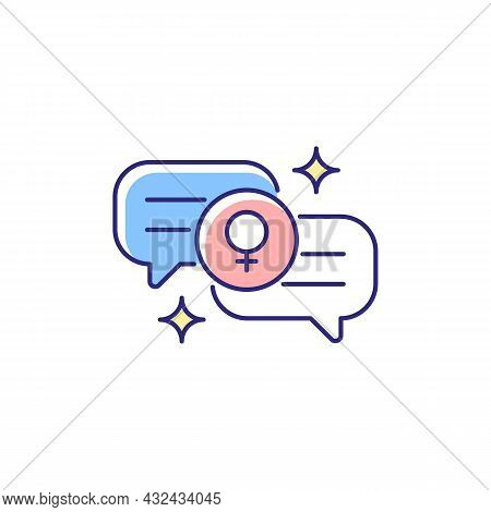 Female Bonding Rgb Color Icon. Strength For Feminine Gender. Supportive Sisterhood. Women Supporting