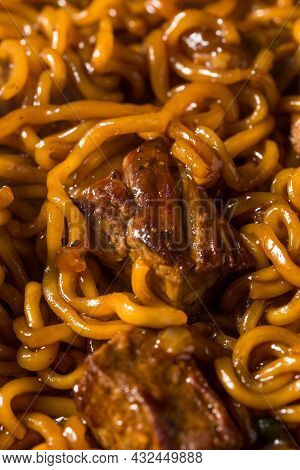 Homemade Trendy Korean Jjapaguri Noodles With Beef