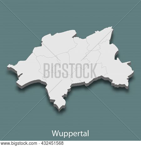 3d Isometric Map Of Wuppertal Is A City Of Germany, Vector Illustration