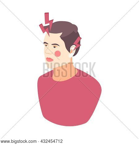 Allergy Symptom Icon With Man Having Headache And Earache 3d Vector Illustration