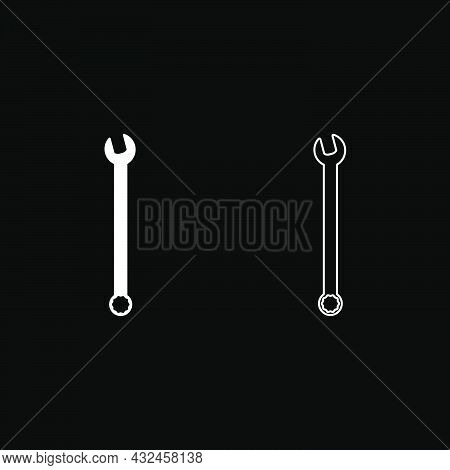 Wrench Hexagon Spanner Hand Tool Mechanic Engineer Instrument Icon White Color Vector Illustration F