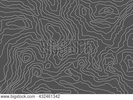 Topographic Map Abstract Background. Outline Cartography Landscape. Topographic Relief Map On Grey B