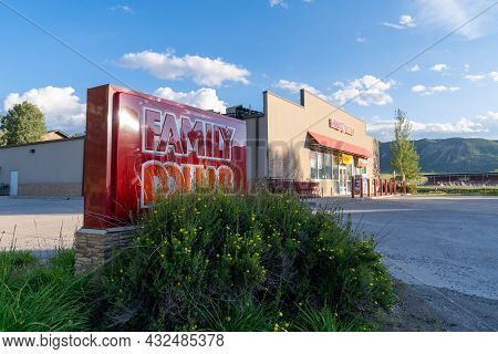 Ridgeway, Colorado - August 3, 2021: Sign And Building For The Family Dollar Store Retailer