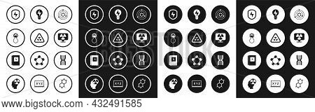 Set Solar System, Triangle With Radiation, Test Tube And Flask, Secure Shield Lightning, Radioactive