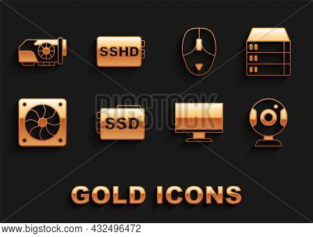 Set Ssd Card, Server, Data, Web Hosting, Camera, Computer Monitor Screen, Cooler, Mouse, Video Graph