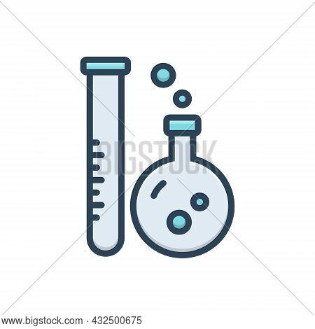 Color Illustration Icon For Patholology Laboratory Lab Pharmaceutical Research Experiment Test-tube 