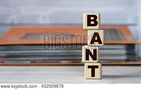 Bant (budget, Authority, Needs, And Timeline) - Word On Wooden Cubes On The Background Of A Folder W