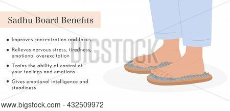 Sadhu Nails Boards Benefits Information Poster. Bed Of Nails. Yogic Exercise. Fire Meditation Boards