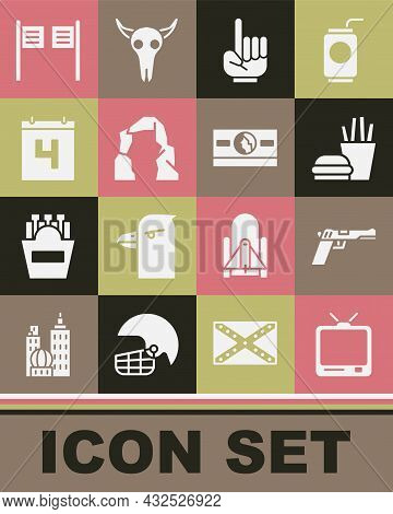 Set Retro Tv, Pistol Or Gun, Burger And French Fries, Number 1 One Fan Hand Glove, Grand Canyon, Cal