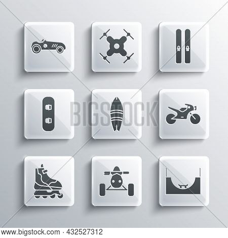 Set Atv Motorcycle, Skate Park, Motorcycle, Surfboard, Roller Skate, Snowboard, Vintage Sport Racing