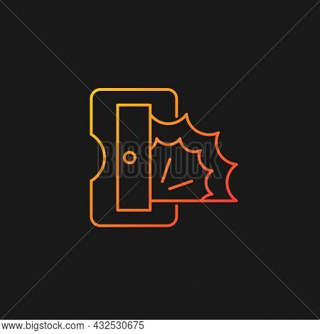 Pencil Sharpener Gradient Vector Icon For Dark Theme. Sharpening Pencil Writing Point. Cutting Wood 