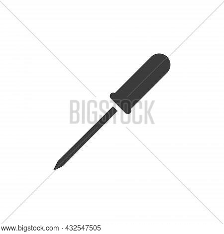 Screw Driver Icon. Repair Black Silhouette Pictogram. Vector Isolated On White
