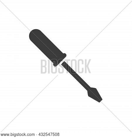 Screw Driver Icon. Repair Black Silhouette Pictogram. Vector Isolated On White