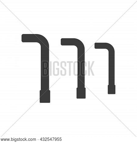 Allen Wrench Icon Set. Hex Wrenches In Different Size Black Silhouettes Collection. Vector Isolated 