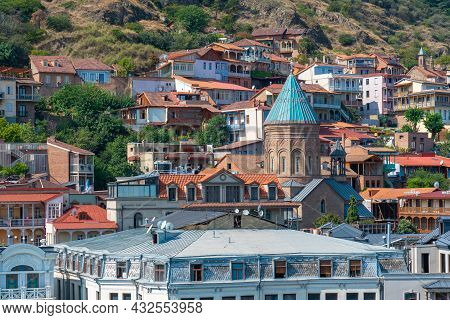 Tbilisi, Georgia - 25 August, 2021: Beautiful View Of Old Tbilisi, Abanotubani