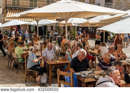 Sineu, Spain; September 08 2021: Weekly Street Market Of Food, Crafts And Animals In The Mallorcan T