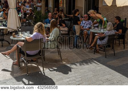 Sineu, Spain; September 08 2021: Weekly Street Market Of Food, Crafts And Animals In The Mallorcan T