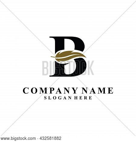 Initial Letter B Logo With Feather Concept. Design Concept Luxury Feather Element And Letter B For C
