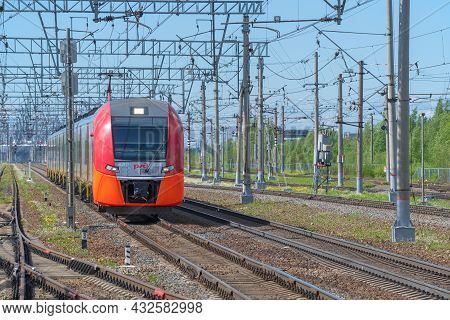 Leningrad Region, Russia - May 24, 2021: Electric Train Es2gp-006 