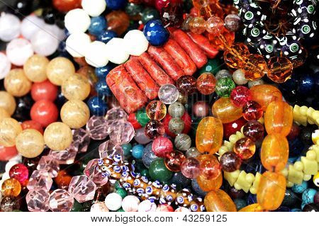Women's Jewelry At The Flea Market. Selective Focus