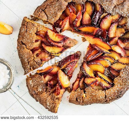 Almond plum galette food photography recipe idea