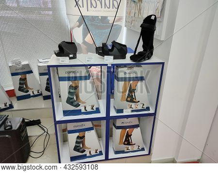 Kyiv, Ukraine - June 16, 2021: Orthopedic Store With Bandages For Foot Or Leg