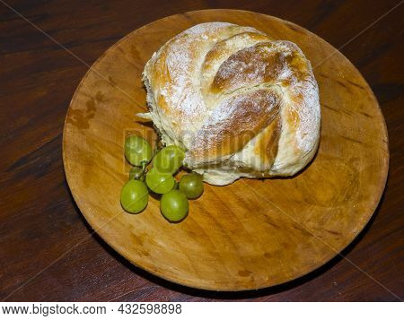 Housemade Sweet Cone With Green Grape On A Platter