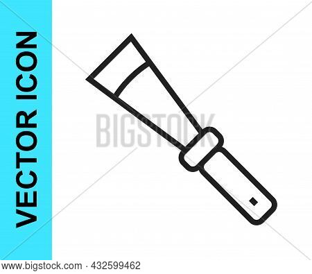 Black Line Beekeeping Uncapping Knife Icon Isolated On White Background. Tool Of The Beekeeper. Vect