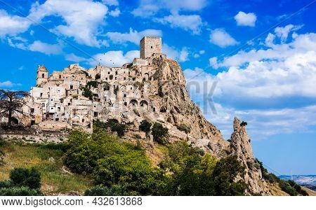 View Of Craco, A Ghost Town Near Matera, Basilicata, Italy