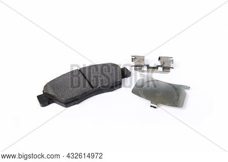 Brake Pad And Shim Plate Of Car Brake Part In White Background