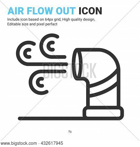 Air Flow Out Icon Vector With Outline Style Isolated On White Background. Vector Illustration Air Fl