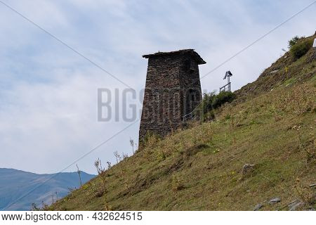 The Upper Omalo Village And The Fortress Keselo. Travel To The Georgia