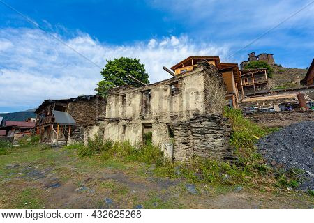 The Upper Omalo Village And The Fortress Keselo. Travel To The Georgia