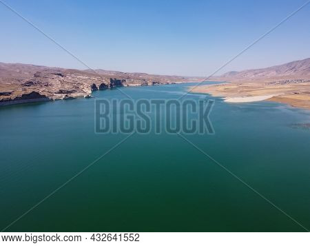 Aerial View Of Water Reservoir On The River Tigris In The Place Of Former Village Of Hasankeyf