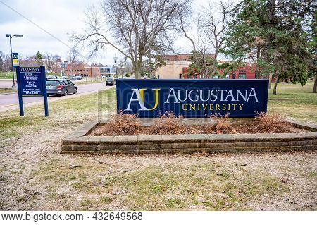Sioux Falls, South Dakota, Usa - 7.2021: Entrance Sign To Augustana University, A Private Lutheran C