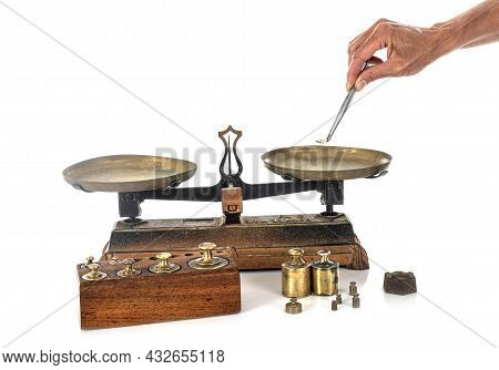 Roberval Balance In Front Of White Background