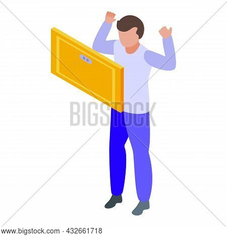 Egocentric Man Icon Isometric Vector. Ego Narcissism. Selfish Mirror