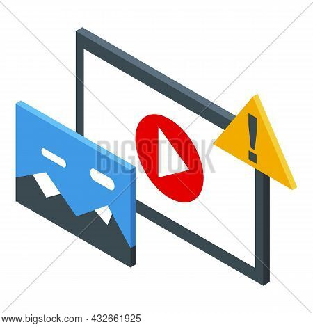 Anonymous Media Play Icon Isometric Vector. Unknown Question. Media Anonymity