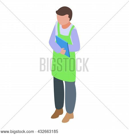 Worker Icon Isometric Vector. Technician Builder. Factory Engineer