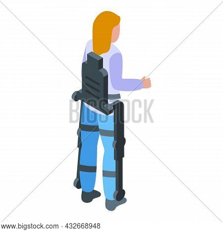 Woman Exoskeleton Icon Isometric Vector. Robot Suit. Human Body