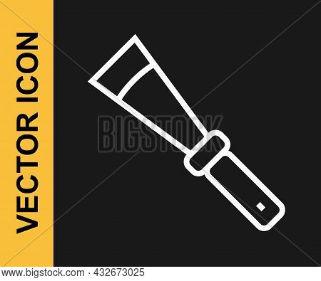 White Line Beekeeping Uncapping Knife Icon Isolated On Black Background. Tool Of The Beekeeper. Vect