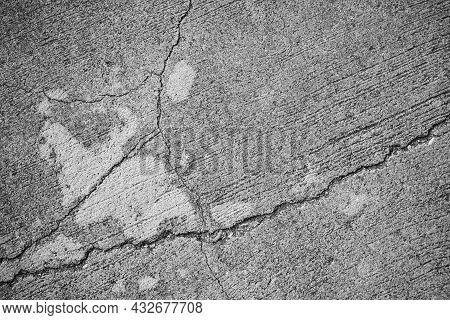 Dark Cement Gray With Hiatus Rupture Dirty. Rough Surface  Grunge Wall Texture Abstract Background. 