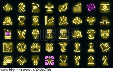 Ranking Icon. Outline Ranking Vector Icon Neon Color On Black
