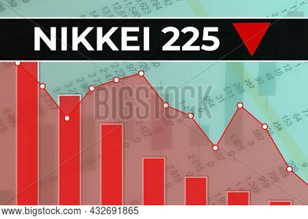 Moscow, Russia - September 12, 2021: Japan Financial Market Index Nikkei 225 (ticker N225) On Red Fi