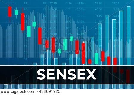 Moscow, Russia - September 12, 2021: World Stock Market Index Bse Sensex (ticker Bsesn) On Blue Fina