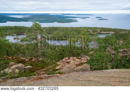 View Of Baltic Sea And Gulf Of Bothnia From The Top Of The Rock In Skuleskogen National Park, Sweden